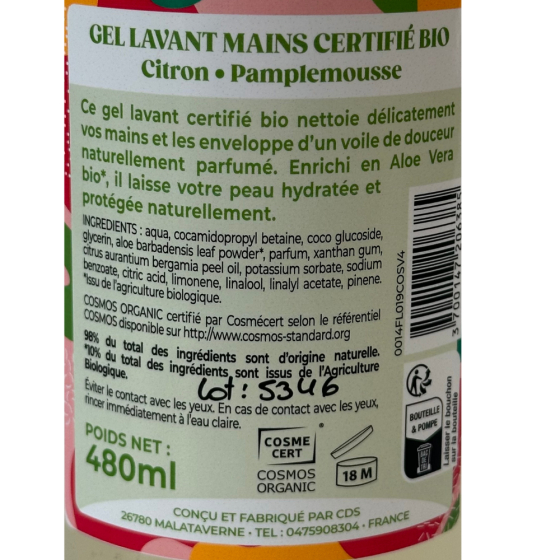Gel lavant mains citron pamplemousse - 480 ml
