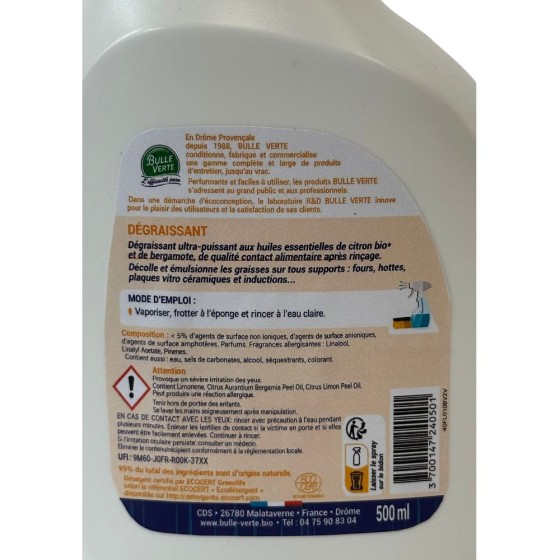 Dégraissant cuisine pur bergamote - 500 ml
