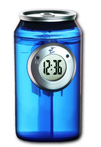 Horloge à eau cannette bleue
